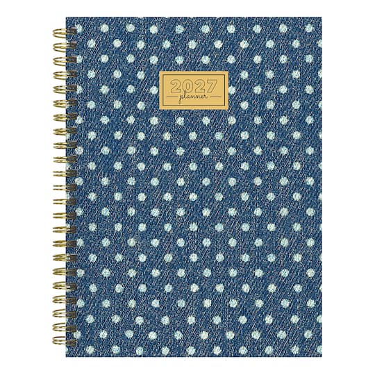 2027 Denim Dots Medium Weekly Monthly Planner
